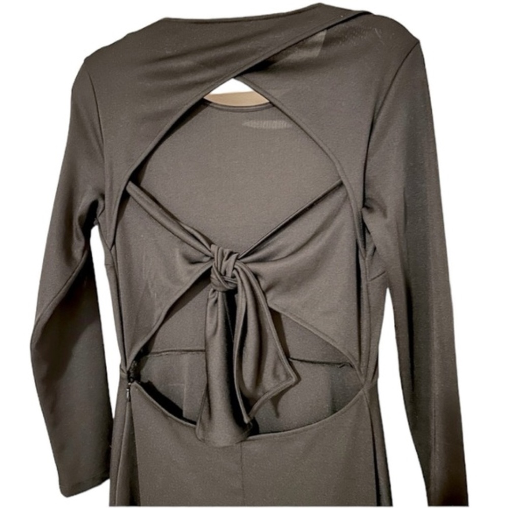 & Other Stories Black Open-Back Midi Dress